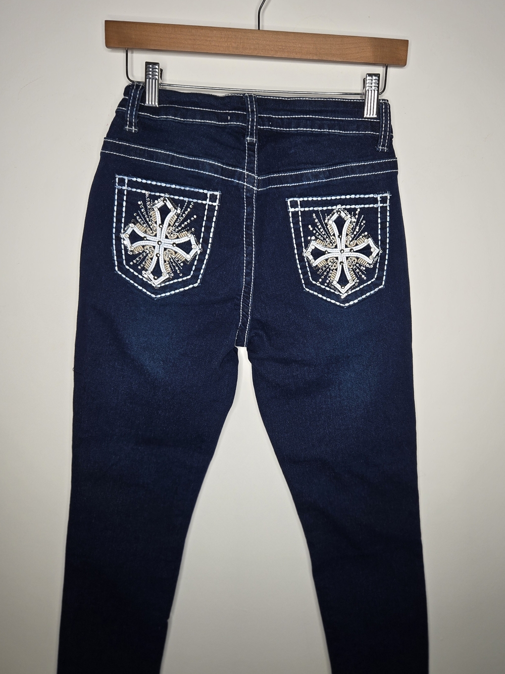 NWT Bamboo Super Soft Rayon Denim Dark Wash Skinny Jeans Thick White Stitching 7 - Picture 3 of 13